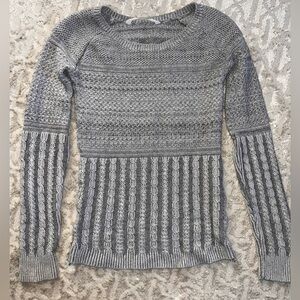 Athleta Women's Borealis Gray Knit Cable Marled Pullover Sweater size large